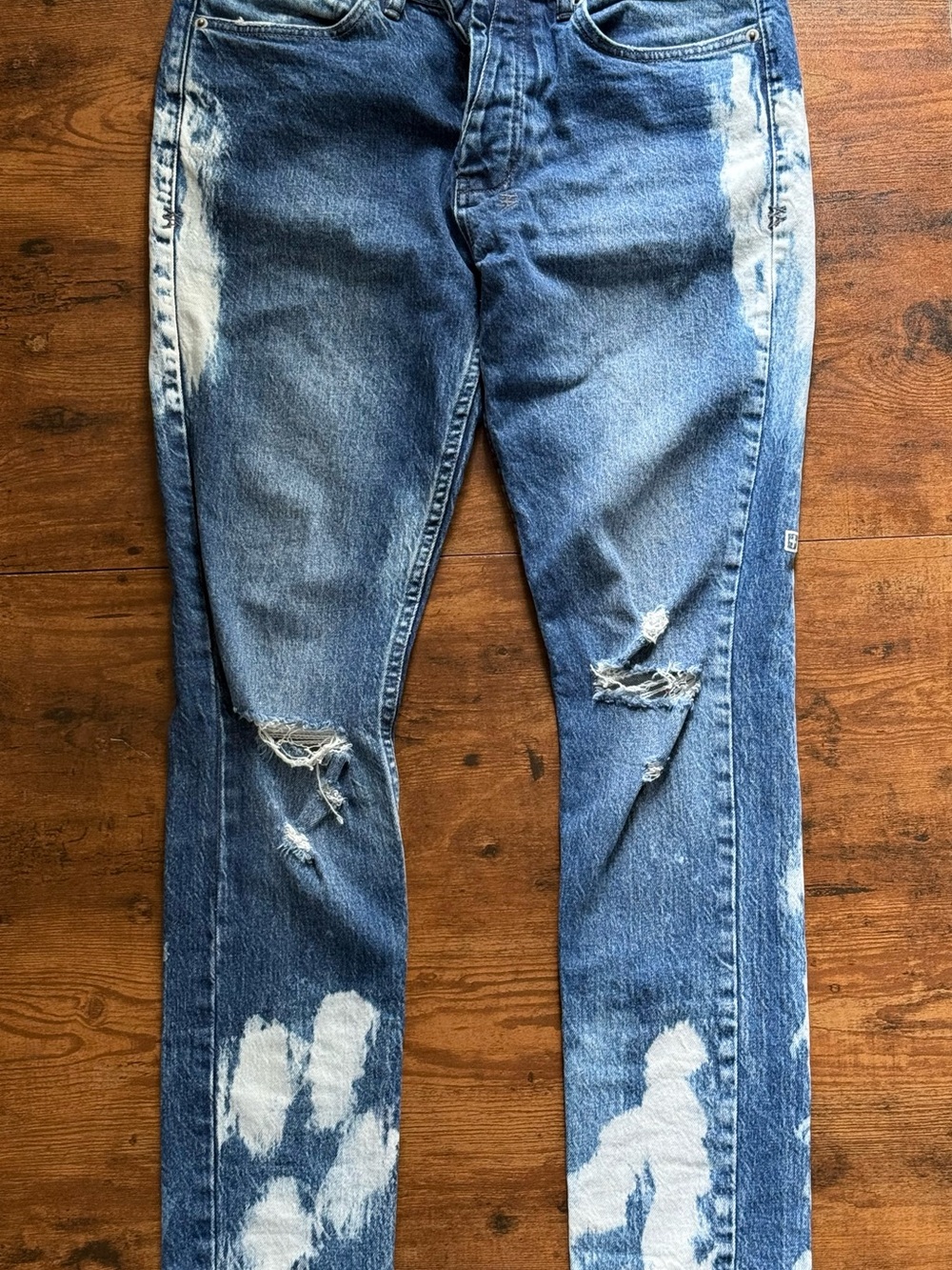 Ksubi Blue Distressed Slim Straight Jeans